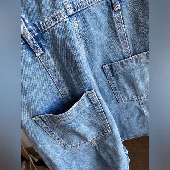 ZARA Denim Midi Shirt Dress Short lapel collar V-neck long sleeves Size XS NWT - Picture 12 of 16